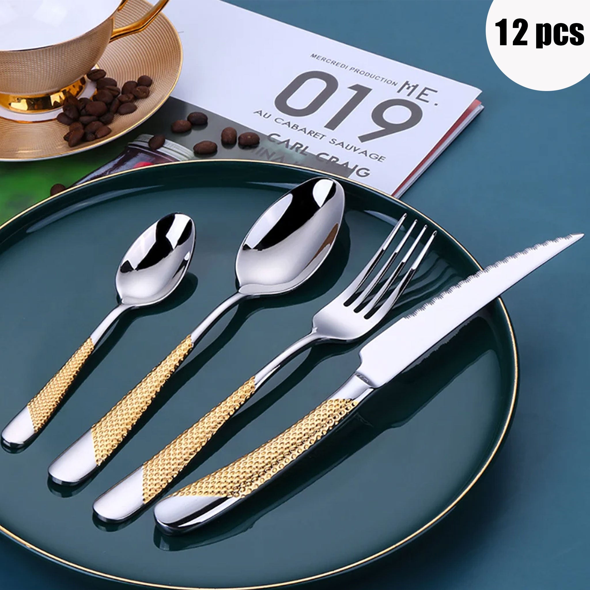 Gold Plated Stainless Steel Cutlery Set – 8/12/16/20/24pcs