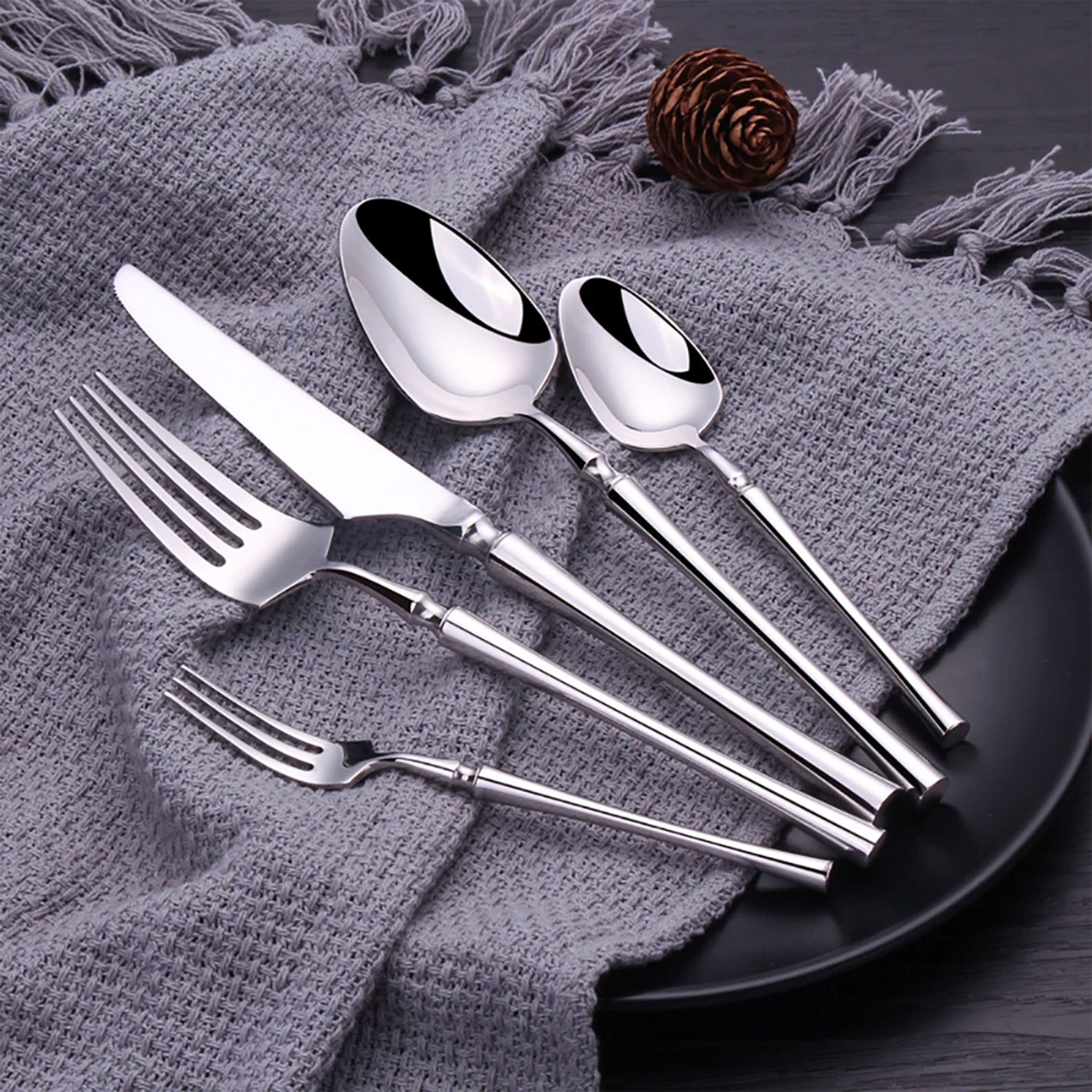 Gold & Silver Stainless Steel Cutlery Set – 10/15/20/25/30 Pcs Dinnerware