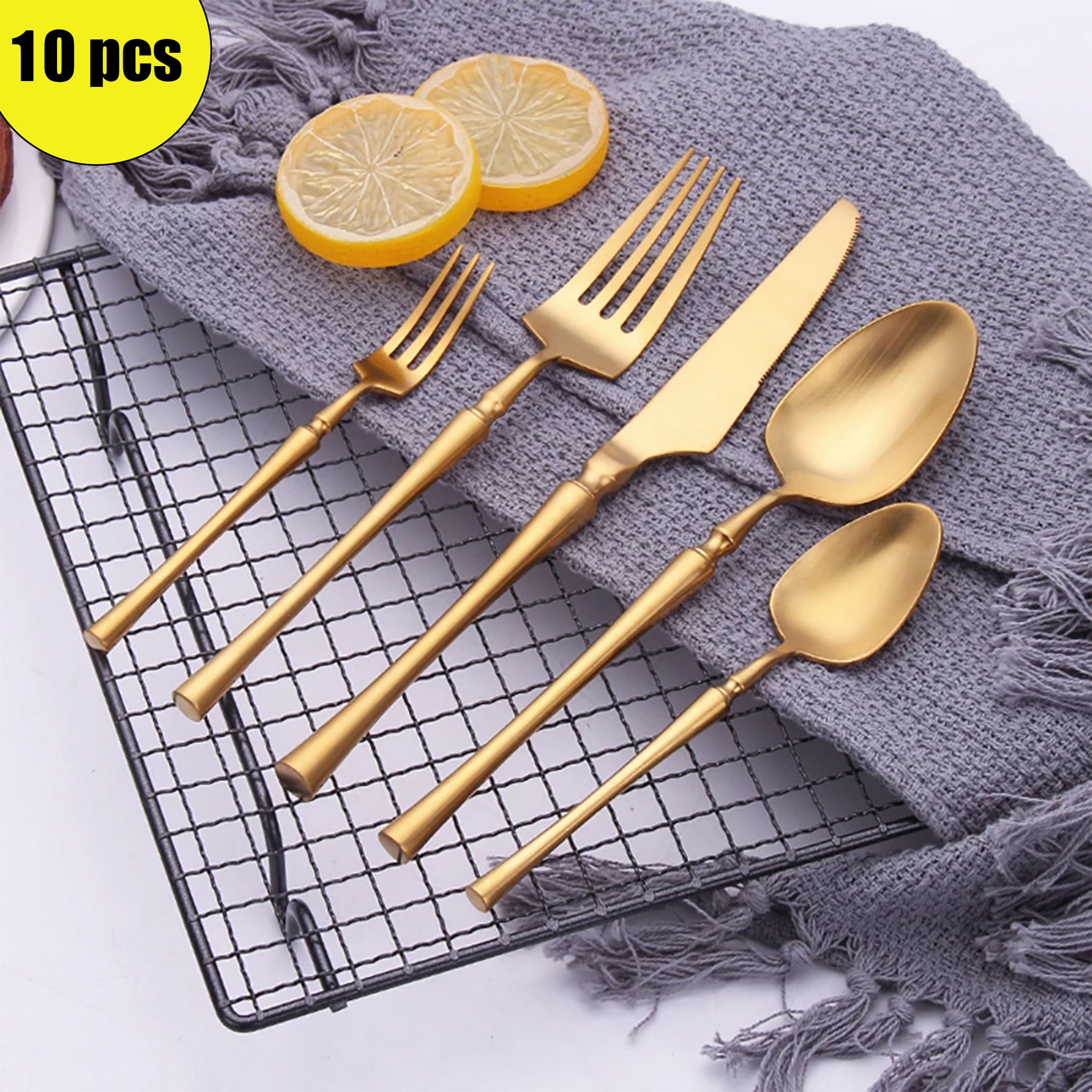 Gold & Silver Stainless Steel Cutlery Set – 10/15/20/25/30 Pcs Dinnerware