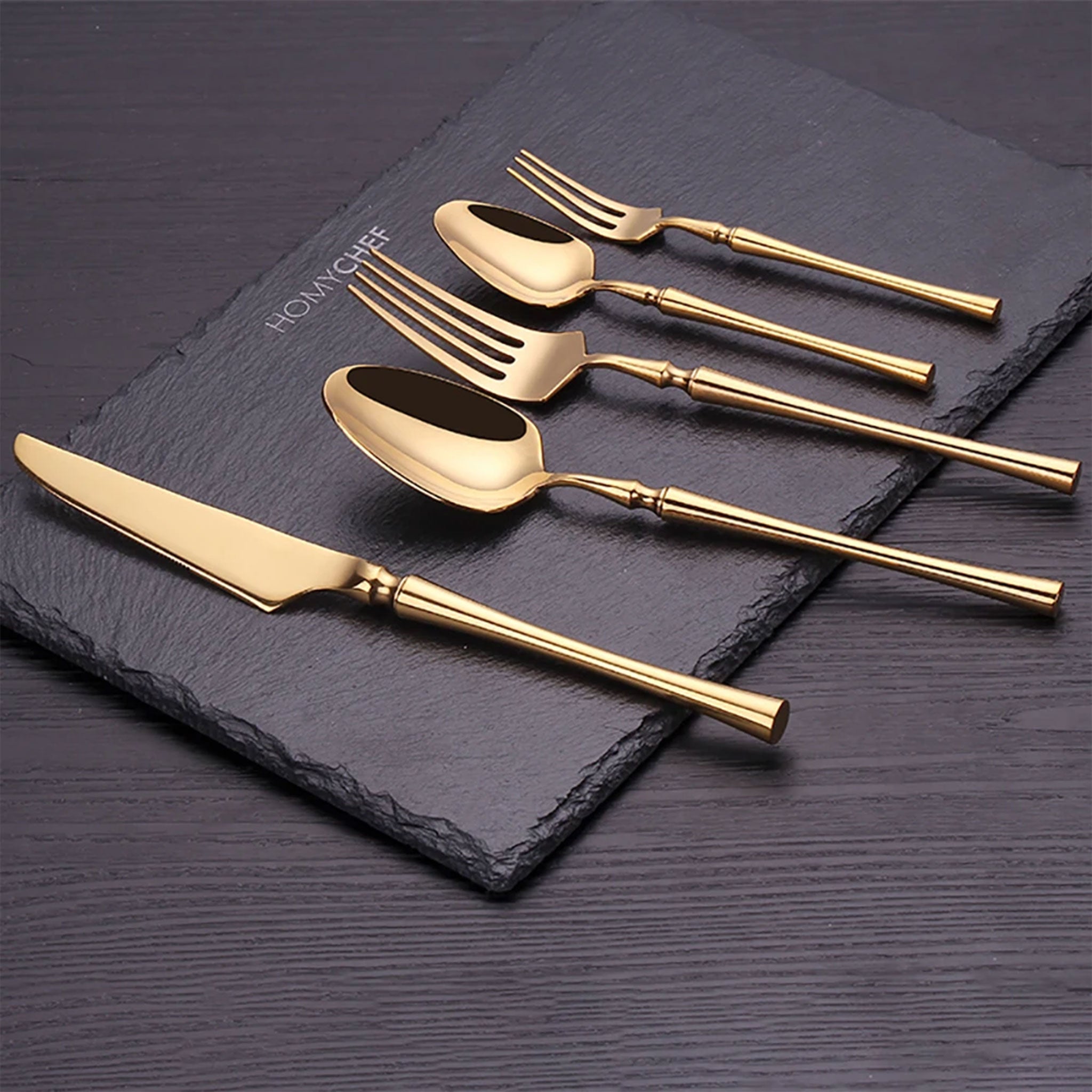 Gold & Silver Stainless Steel Cutlery Set – 10/15/20/25/30 Pcs Dinnerware