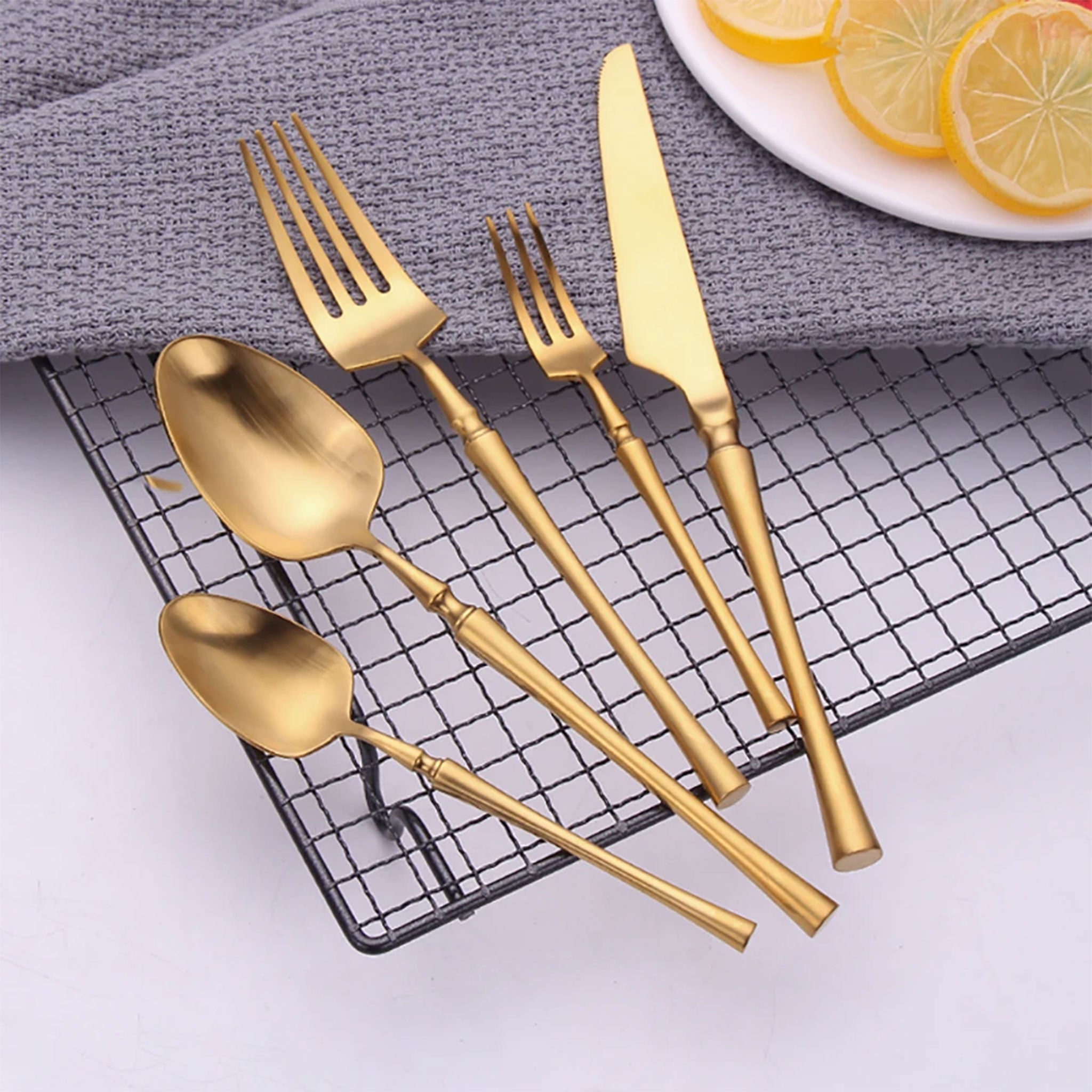 Gold & Silver Stainless Steel Cutlery Set – 10/15/20/25/30 Pcs Dinnerware