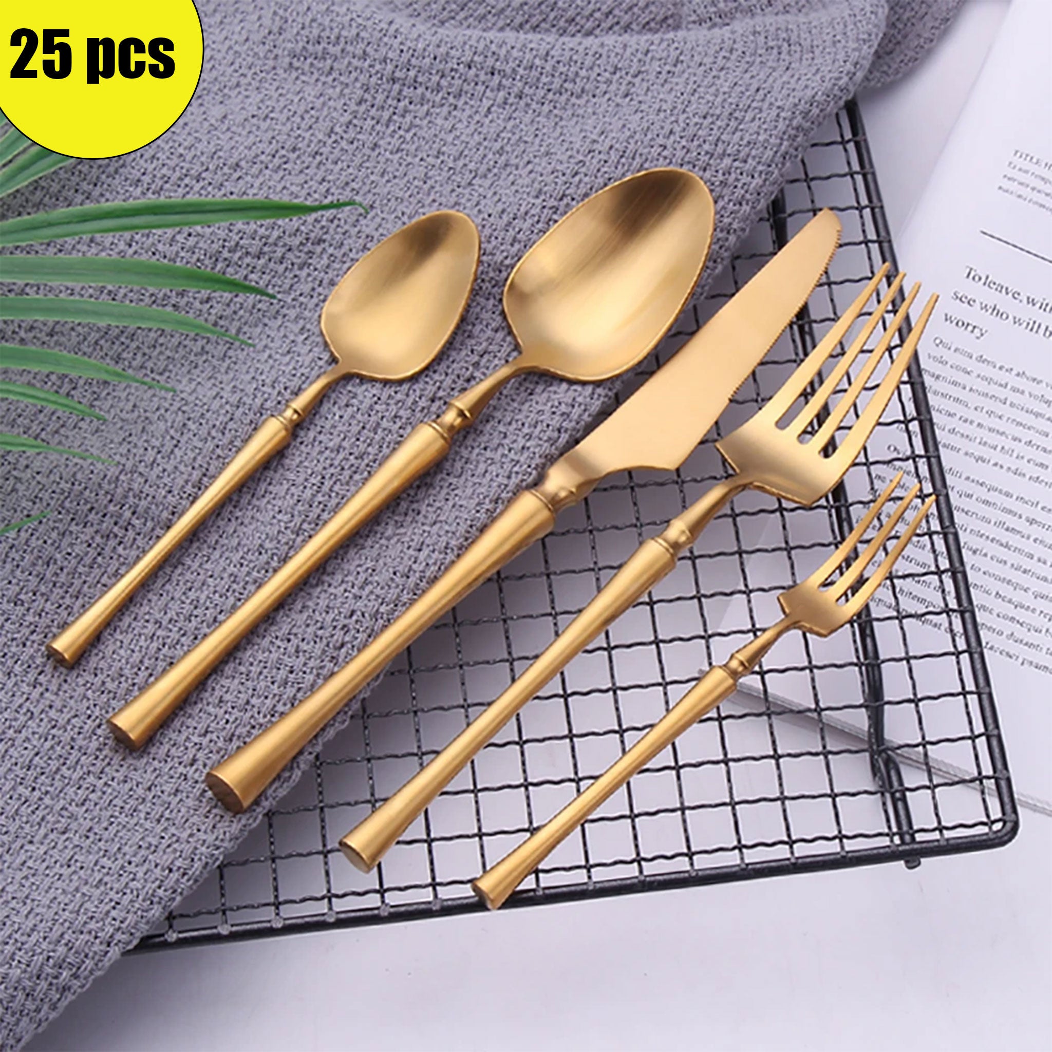 Gold & Silver Stainless Steel Cutlery Set – 10/15/20/25/30 Pcs Dinnerware