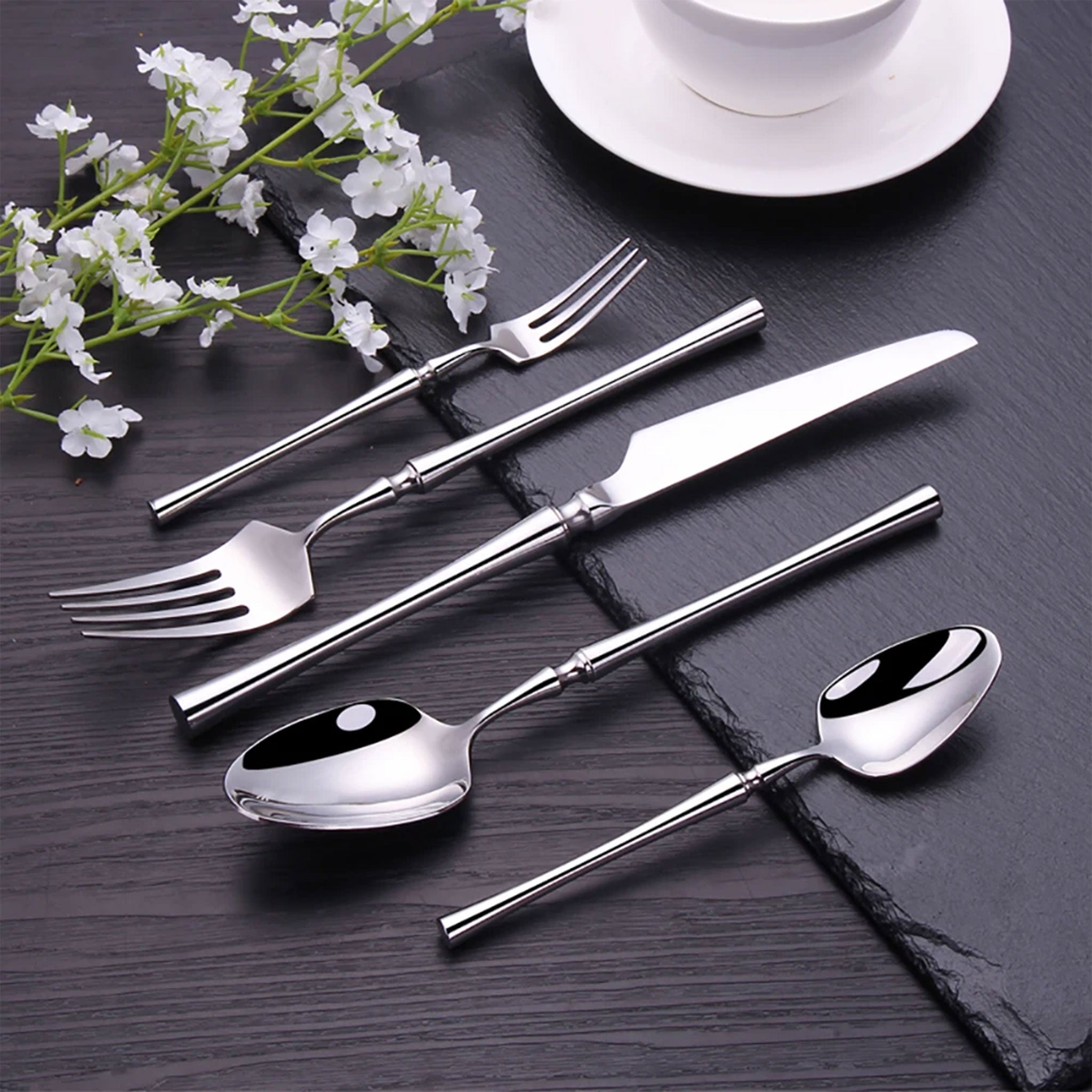 Gold & Silver Stainless Steel Cutlery Set – 10/15/20/25/30 Pcs Dinnerware