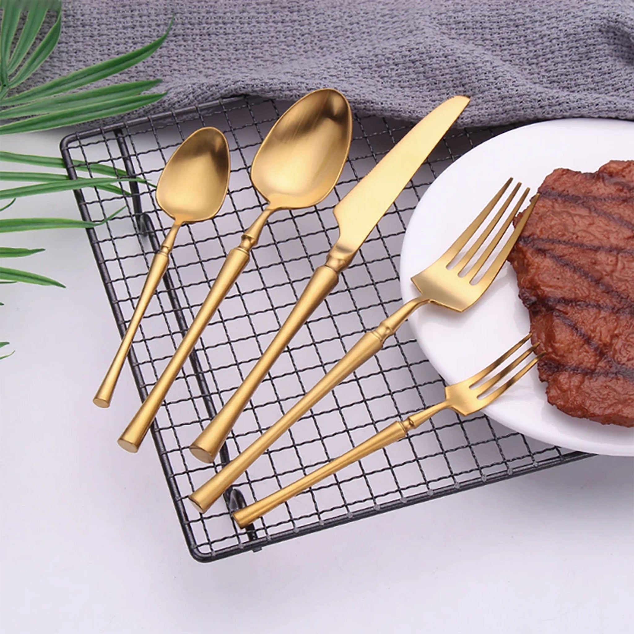 Gold & Silver Stainless Steel Cutlery Set – 10/15/20/25/30 Pcs Dinnerware