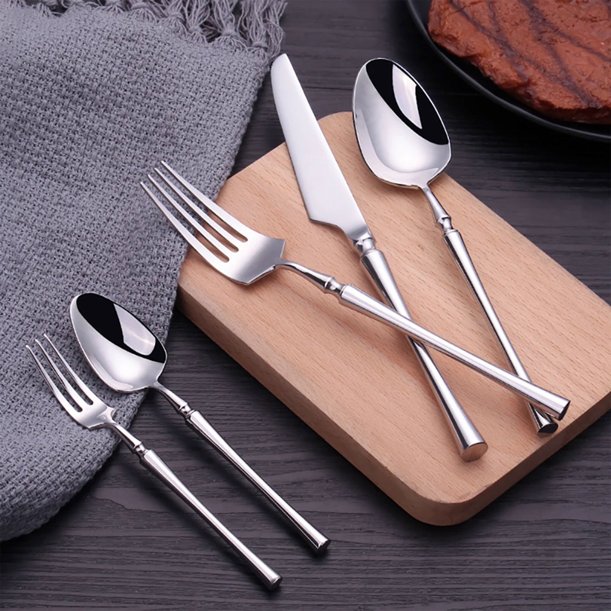 Gold & Silver Stainless Steel Cutlery Set – 10/15/20/25/30 Pcs Dinnerware