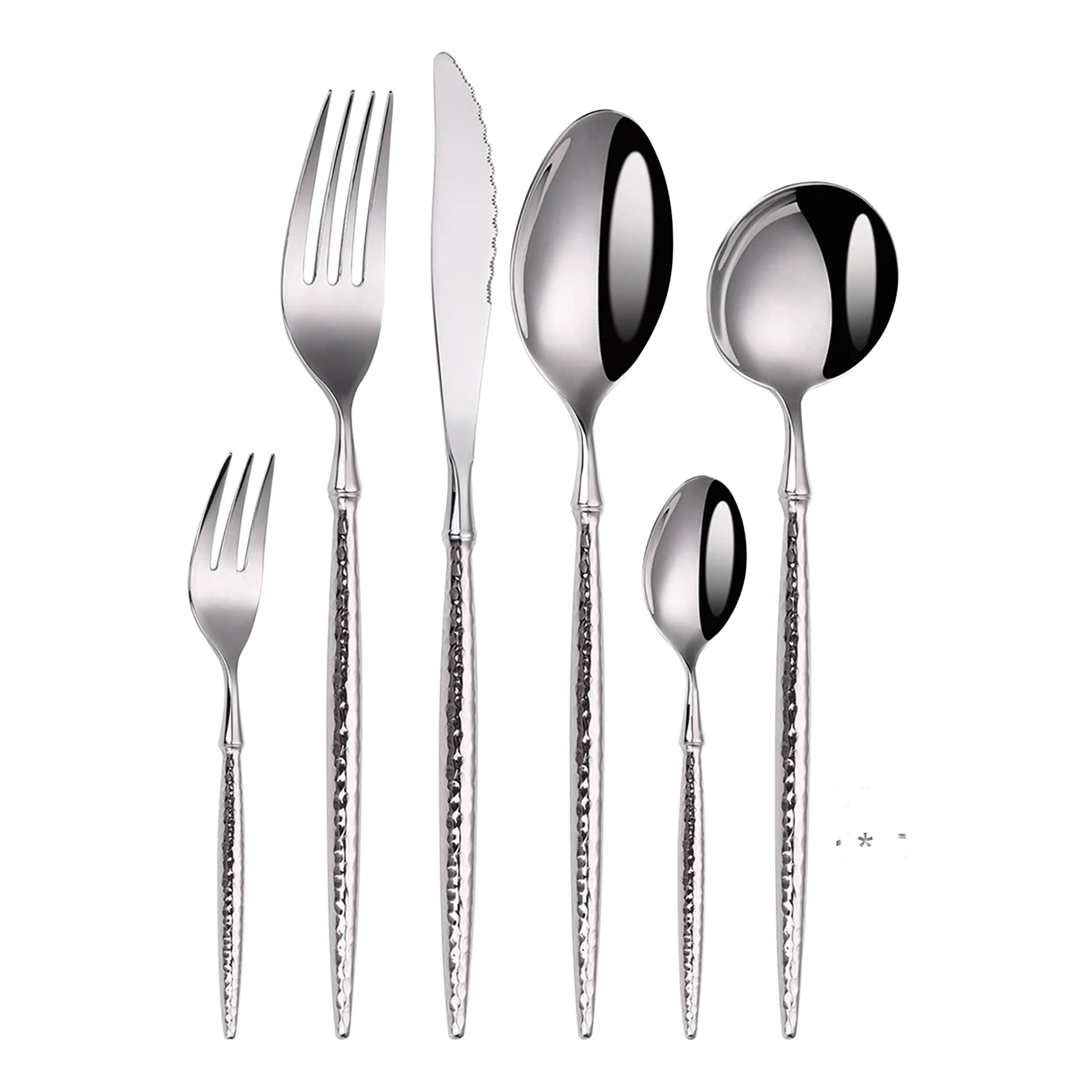 Gold & Silver Stainless Steel Cutlery Set – 16/20/24pcs Hammered Handle