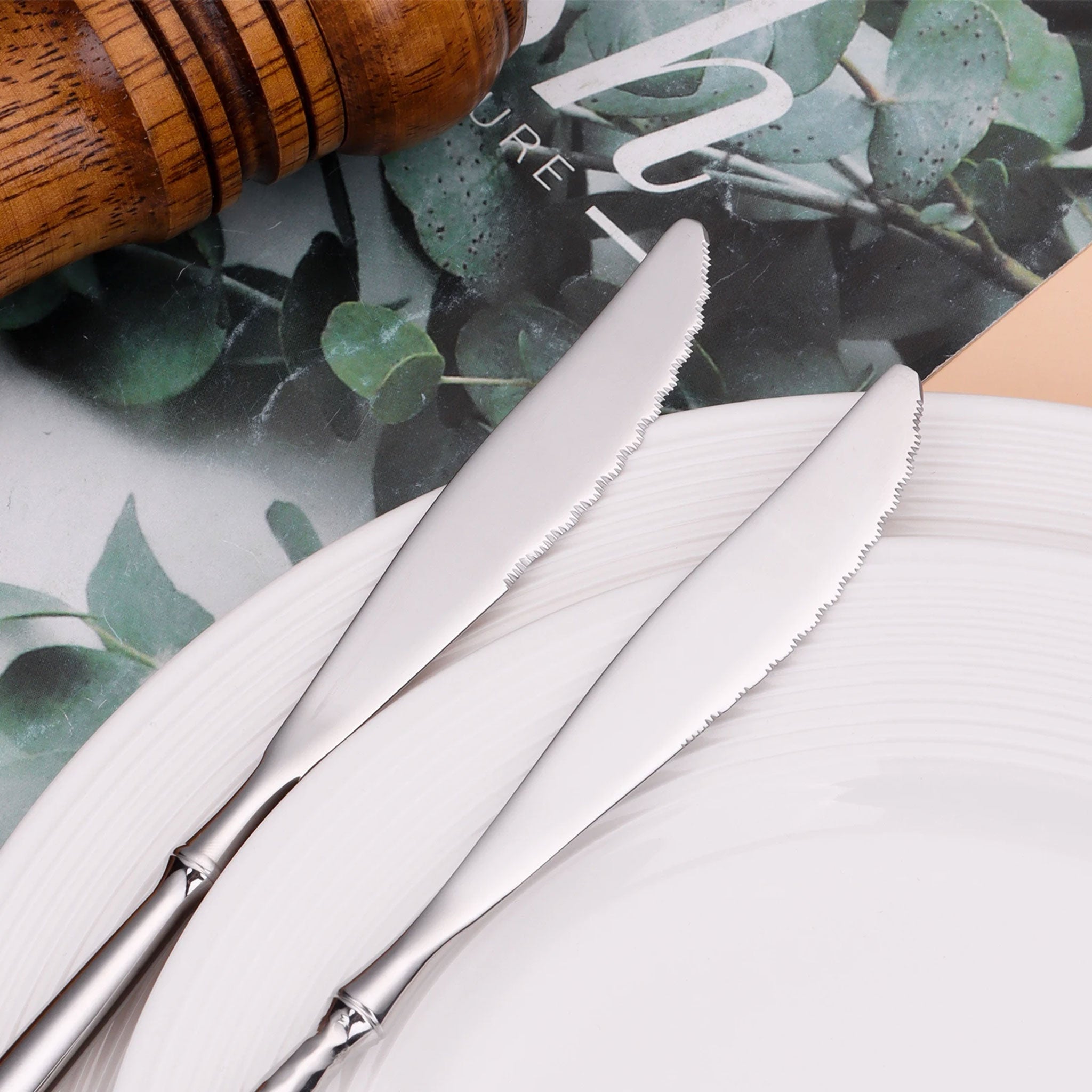 Gold & Silver Stainless Steel Cutlery Set – 16/20/24pcs Hammered Handle