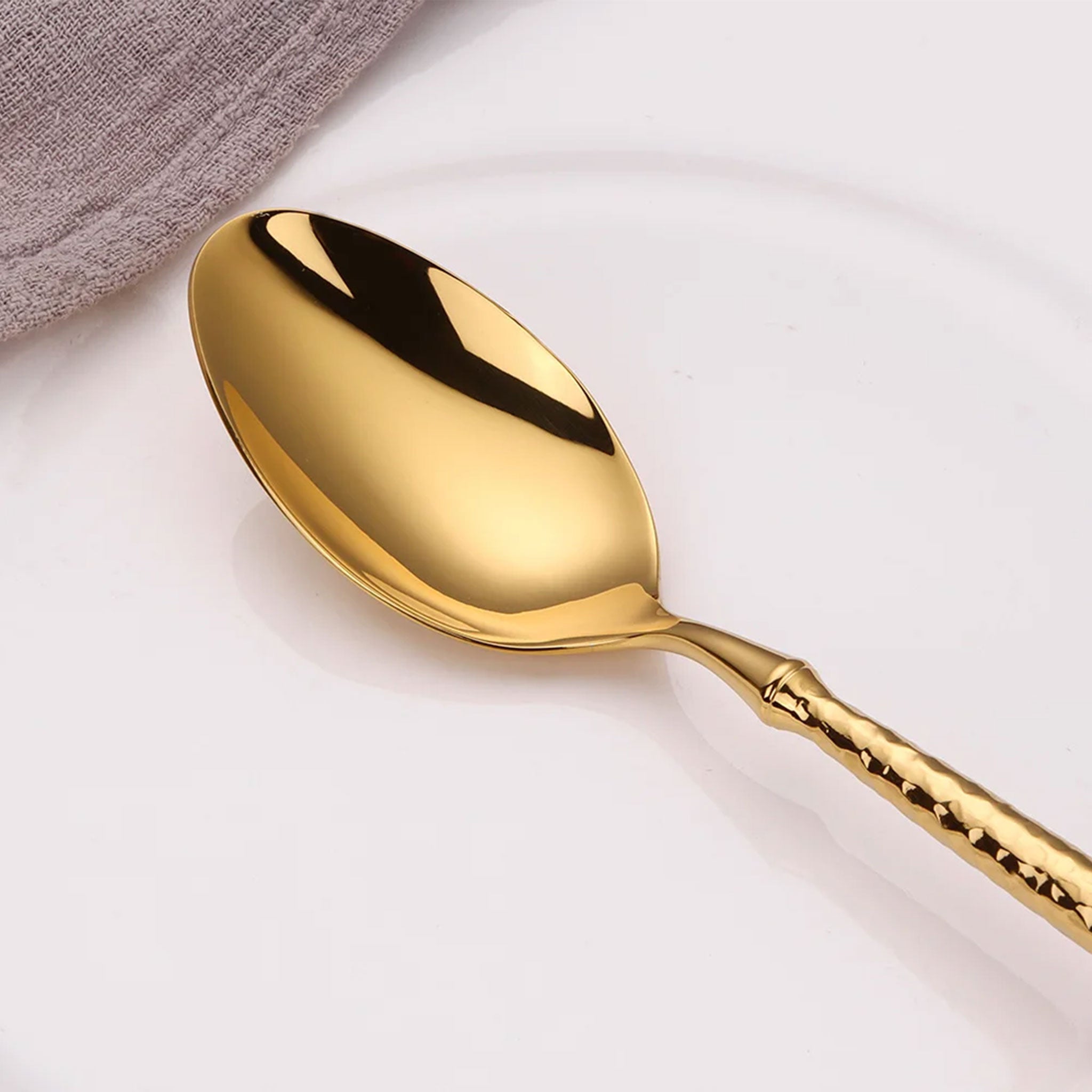 Gold & Silver Stainless Steel Cutlery Set – 16/20/24pcs Hammered Handle