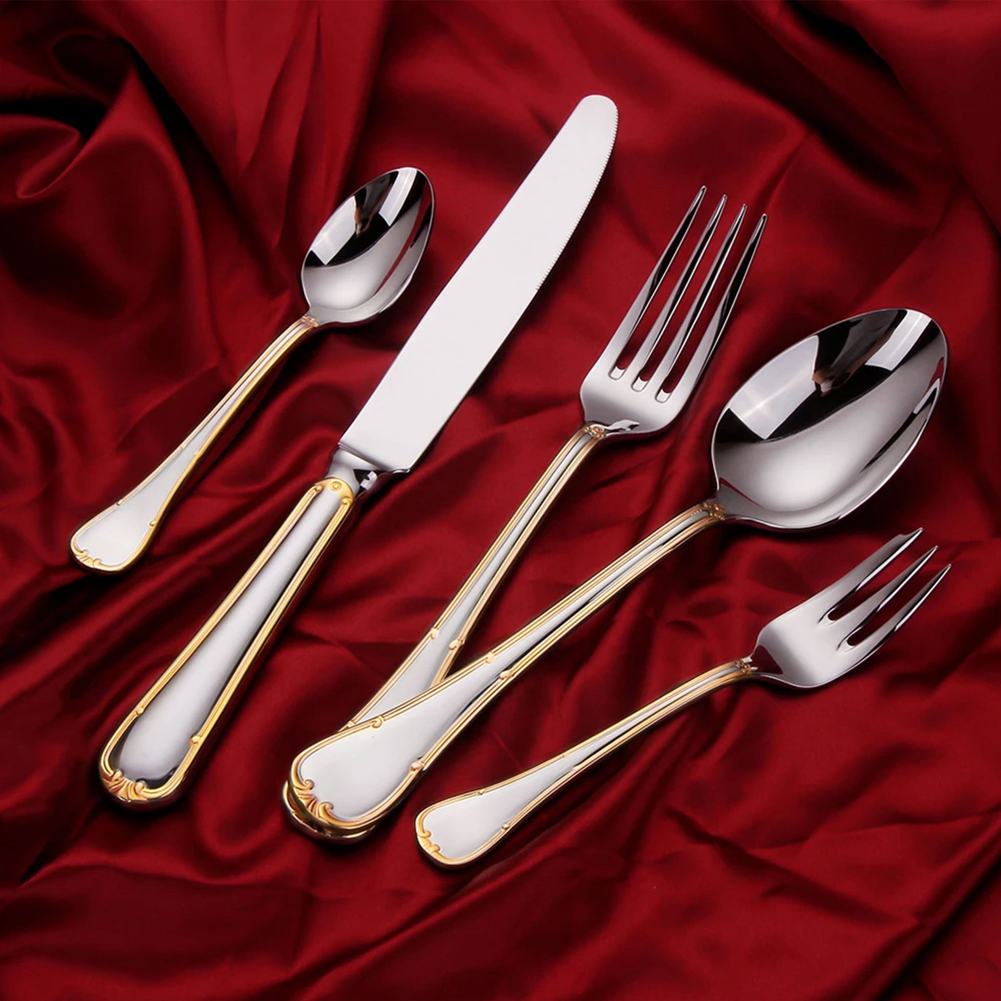 Gold Stainless Steel Cutlery Set – 4/8/12/16/20pcs Dinnerware