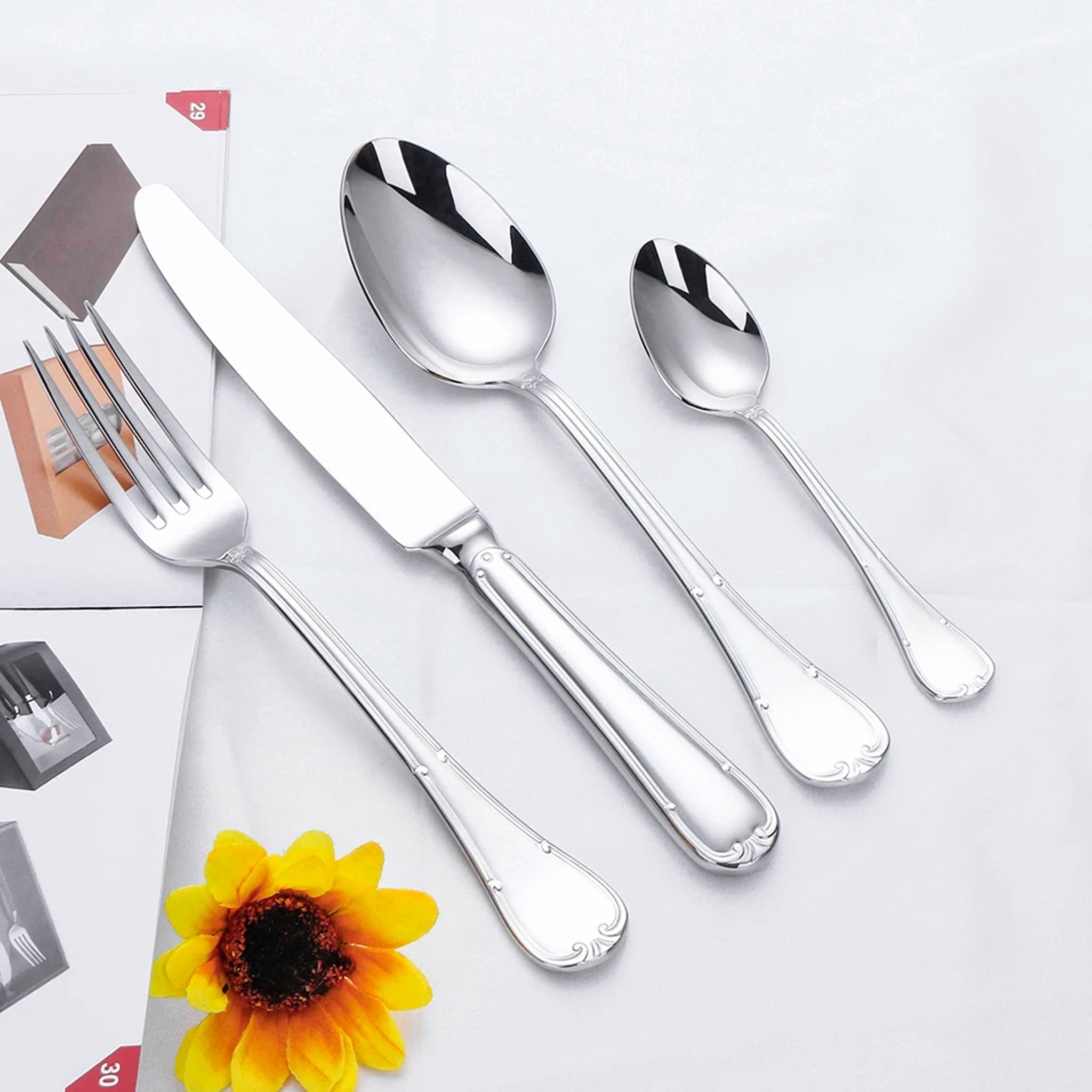 Gold Stainless Steel Cutlery Set – 4/8/12/16/20pcs Dinnerware