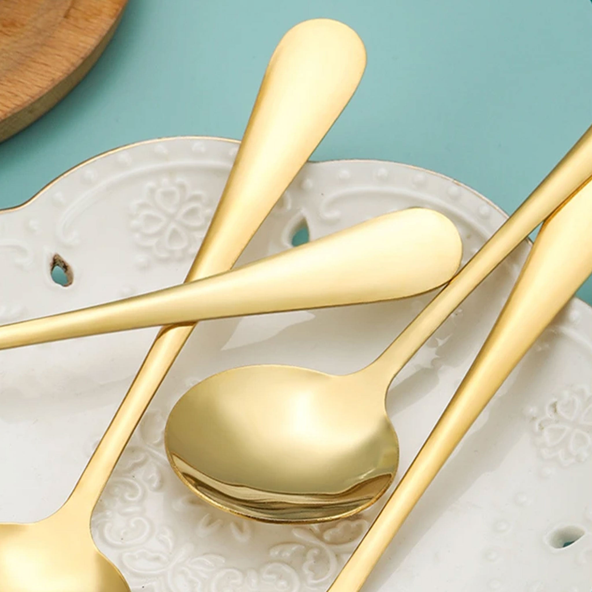 Golden Stainless Steel Kids Spoon – Dessert, Coffee & Soup Ladle