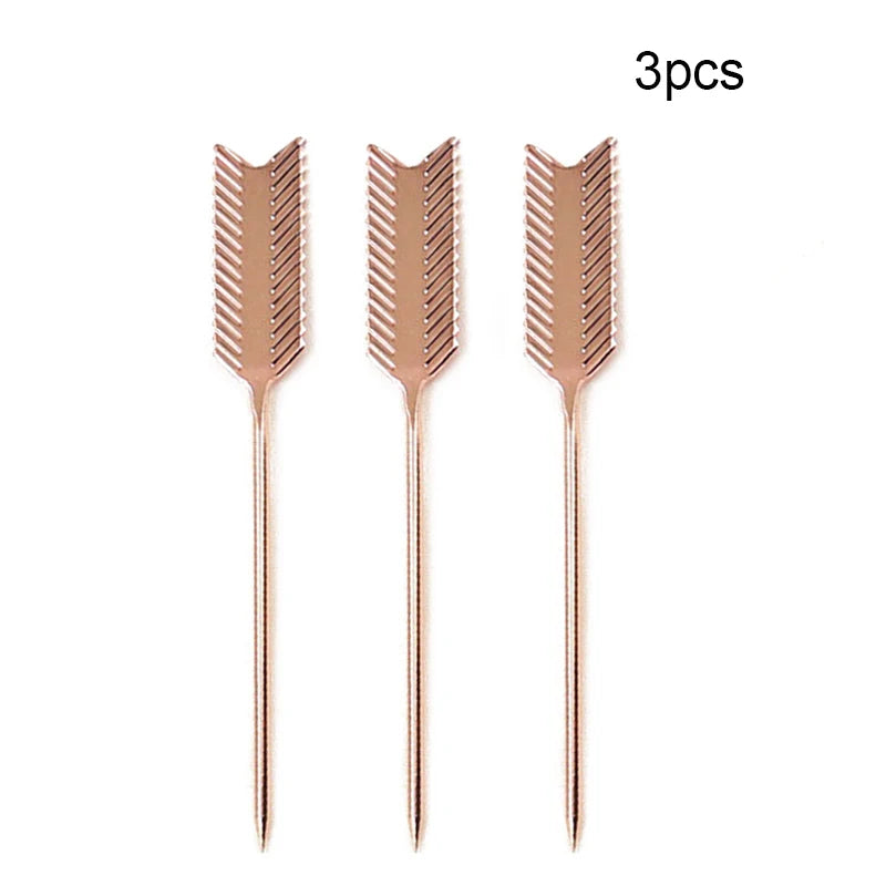 Cocktail Pick Stainless Steel Fruit Sticks Bar Tools Drink Stirring Sticks Martini Picks Party Wedding Accessory