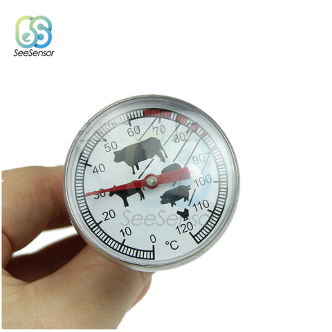 Probe Thermometer Kitchen Tools Cooking Temperature Meter 0-120℃ Milk Coffee Food Meat Gauge Stainless Steel