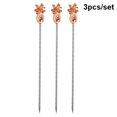 Cocktail Pick Stainless Steel Fruit Sticks Bar Tools Drink Stirring Sticks Martini Picks Party Wedding Accessory