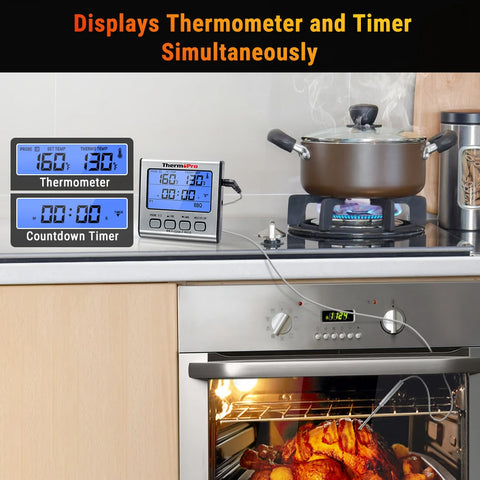 ThermoPro TP17 Dual Probes Digital Outdoor Meat Thermometer Cooking BBQ Oven Thermometer with Big LCD Screen For Kitchen