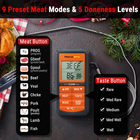 ThermoPro TP06B Digital Probe Kitchen Meat Food Candy Smoker Oven BBQ Cooking Thermometer with Timer