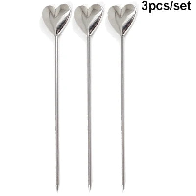 Cocktail Pick Stainless Steel Fruit Sticks Bar Tools Drink Stirring Sticks Martini Picks Party Wedding Accessory