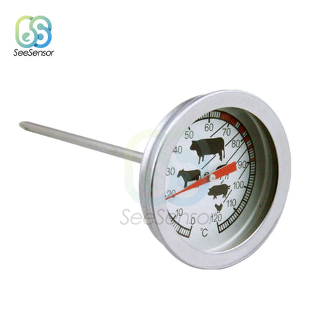 Probe Thermometer Kitchen Tools Cooking Temperature Meter 0-120℃ Milk Coffee Food Meat Gauge Stainless Steel