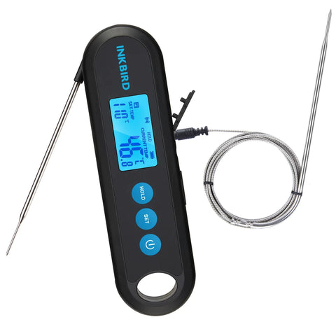 INKBIRD Digital Meat Thermometer 2 Sec Instant Readout IHT-2PB With External Probes Bluetooth Backlight Display For Grilling BBQ