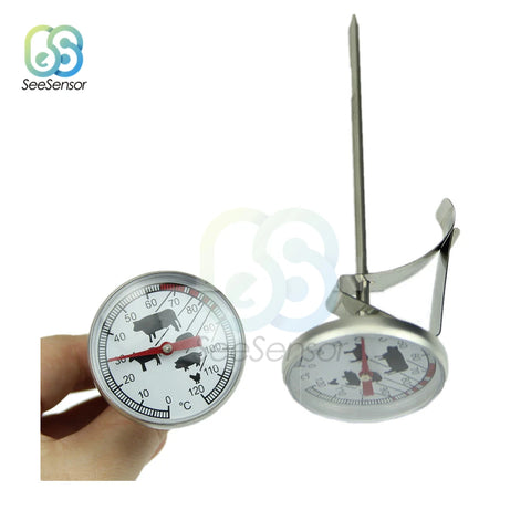 Probe Thermometer Kitchen Tools Cooking Temperature Meter 0-120℃ Milk Coffee Food Meat Gauge Stainless Steel