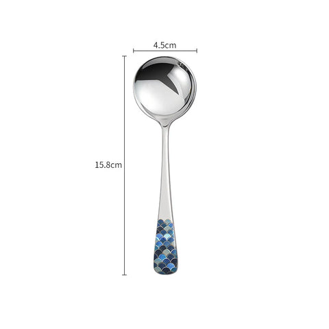 Stainless Steel Coffee Ice Cream Spoon Teaspoons Silver Dinner Tableware Round Head Dessert Spoons Cutlery Kitchen Accessories