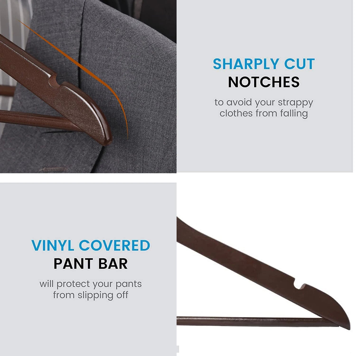 High-Grade Wooden Suit Hangers for Camisole, Jacket, Pant, Dress Clothes Hangers