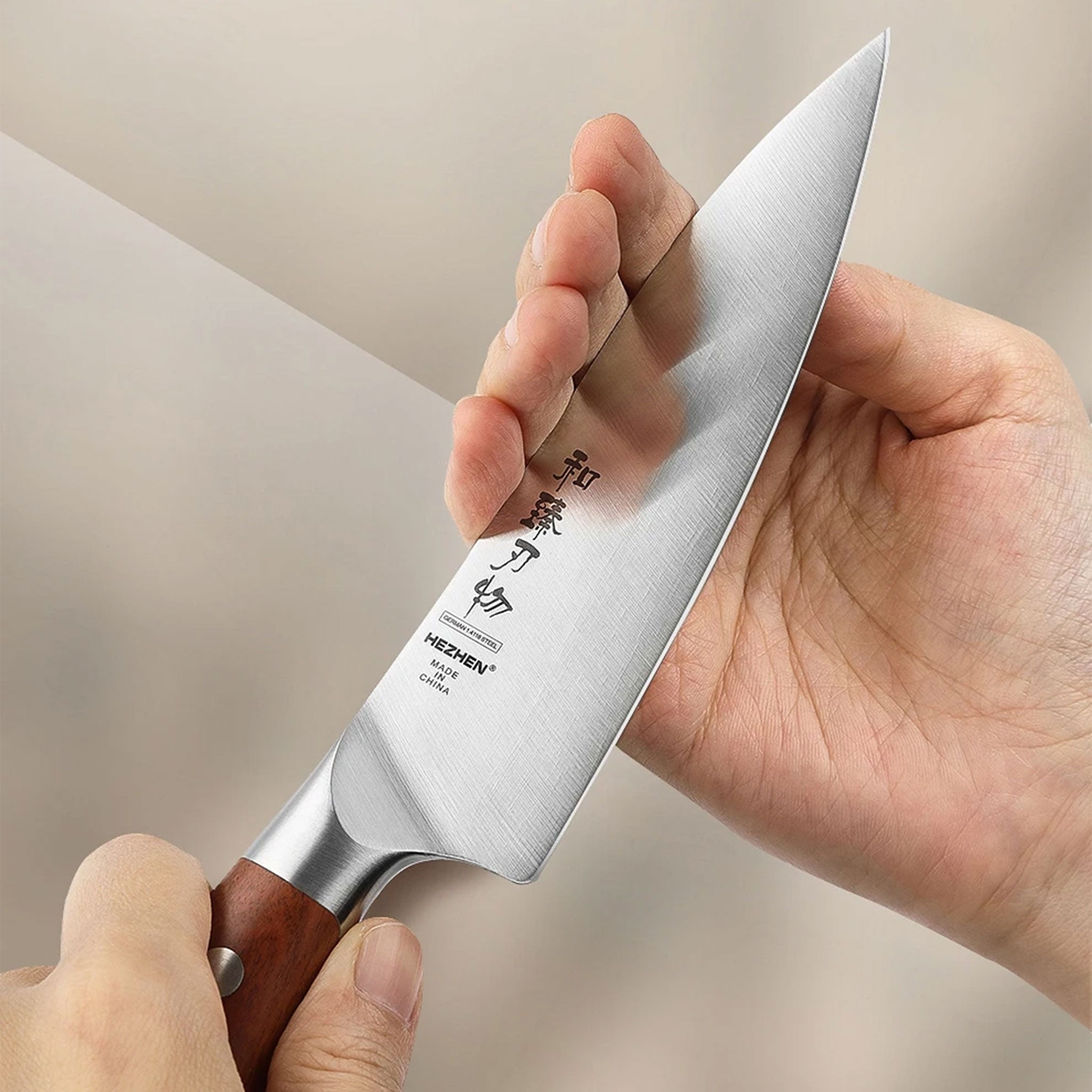 HEZHEN 1PC/6PC Kitchen Knife Set with Red Wood Handles