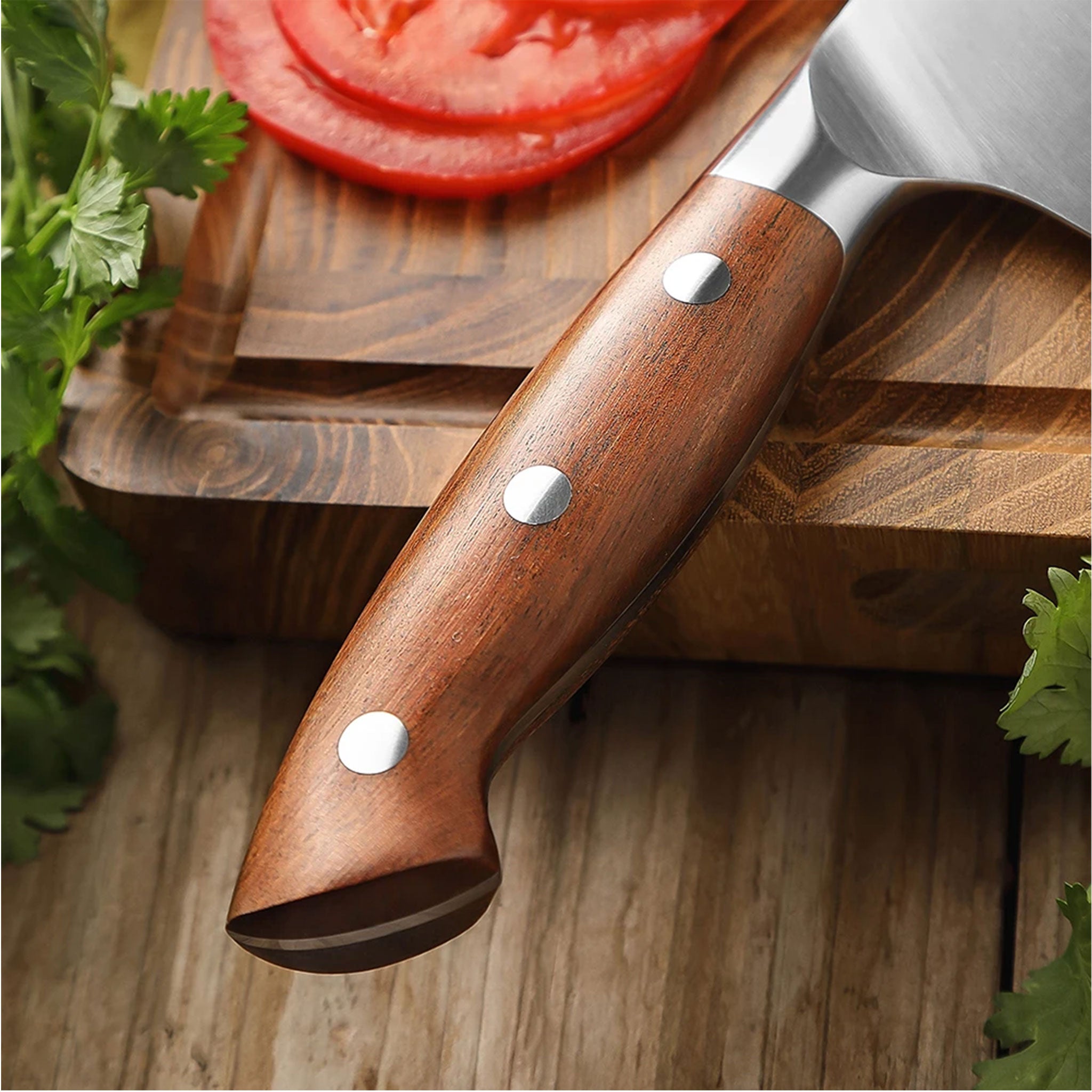 HEZHEN 1PC/6PC Kitchen Knife Set with Red Wood Handles