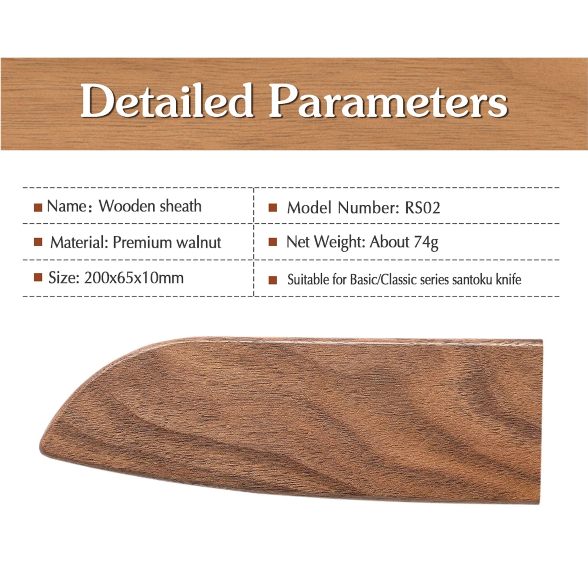 HEZHEN Walnut Wood Sheath for Chef Knife (Knife Not Included