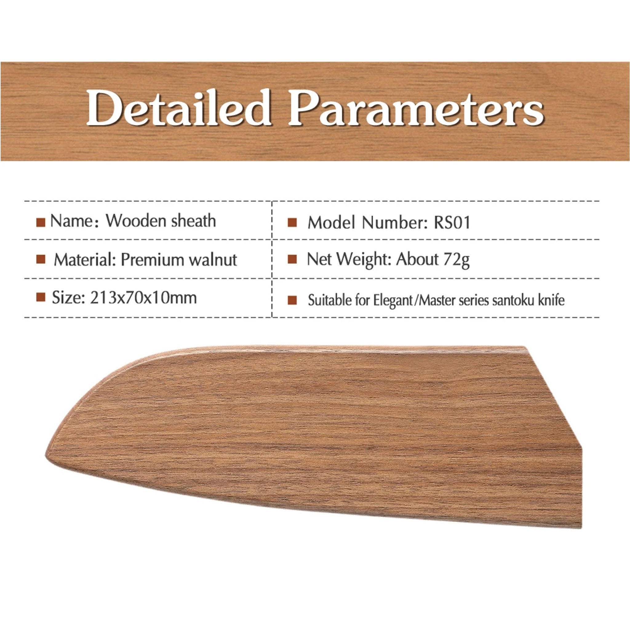 HEZHEN Walnut Wood Sheath for Chef Knife (Knife Not Included