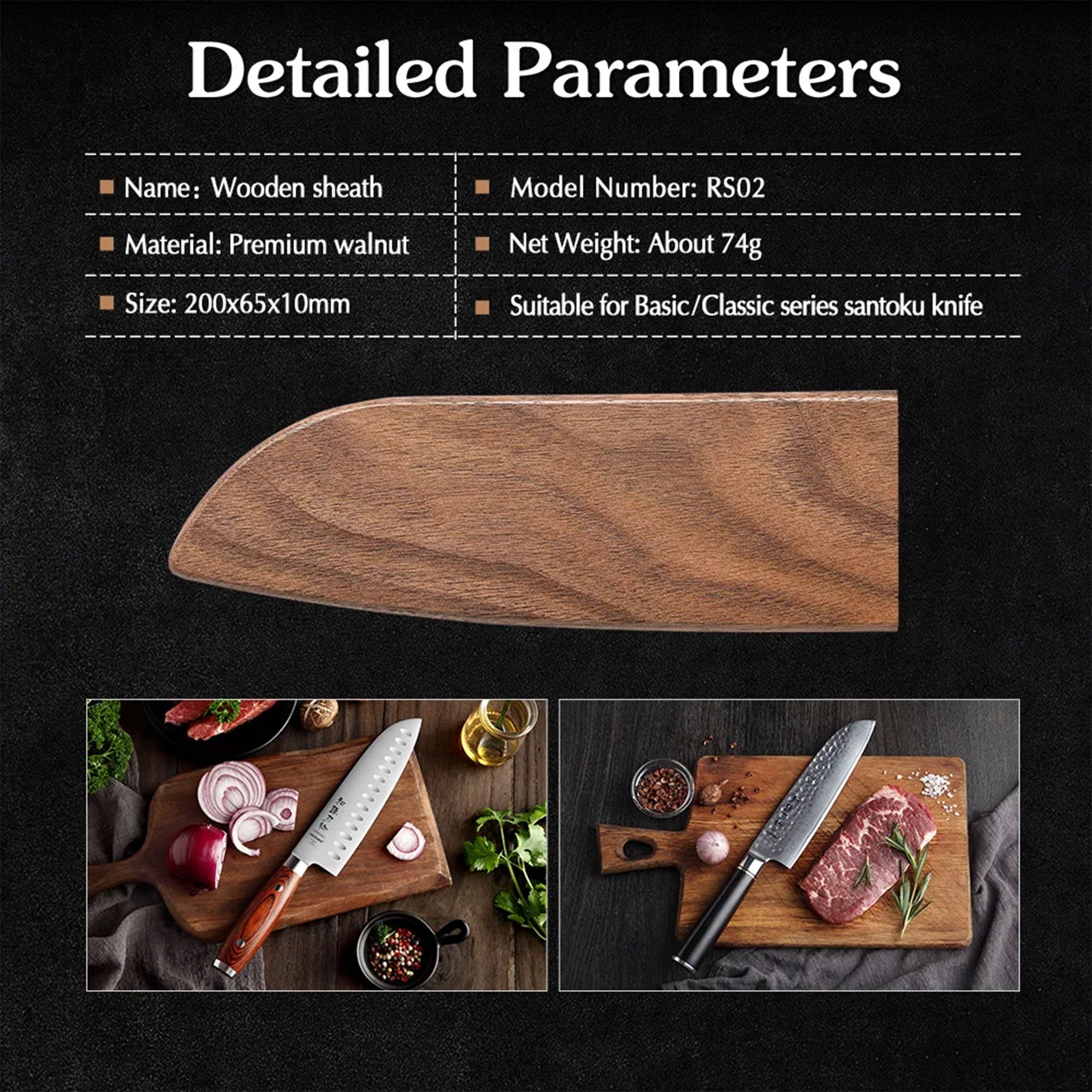 HEZHEN Walnut Wood Sheath for Chef Knife (Knife Not Included