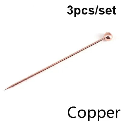 3ps Cocktail Pick Stainless Steel Fruit Sticks Bar Tools Drink Stirring Sticks Martini Picks Party Wedding Accessory