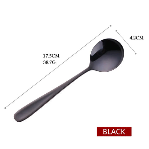 1PC Colorful Stainless Steel Serving Round Shape Spoon Coffee Scoops Ice Cream Dessert Tea Spoon Tableware Kitchen Cafe Tools