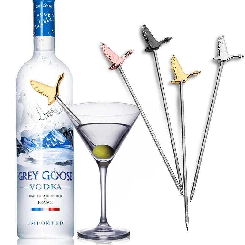 Cocktail Pick Stainless Steel Fruit Sticks Bar Tools Drink Stirring Sticks Martini Picks Party Wedding Accessory