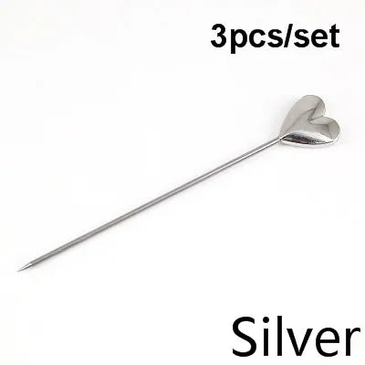 3ps Cocktail Pick Stainless Steel Fruit Sticks Bar Tools Drink Stirring Sticks Martini Picks Party Wedding Accessory