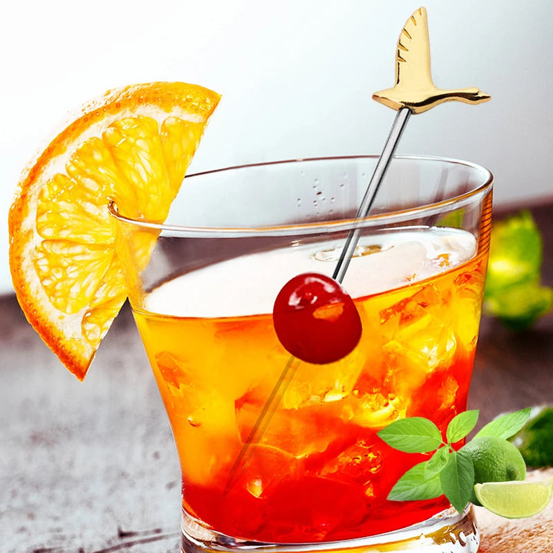 Cocktail Pick Stainless Steel Fruit Sticks Bar Tools Drink Stirring Sticks Martini Picks Party Wedding Accessory