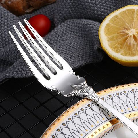 Luxury Silver Cutlery Set Dinnerware Flatware Set Tableware Silverware Dinner Fork Knife Spoon Drop Shipping