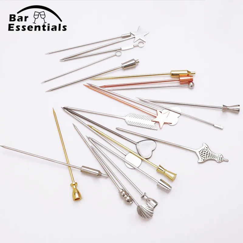 3ps Cocktail Pick Stainless Steel Fruit Sticks Bar Tools Drink Stirring Sticks Martini Picks Party Wedding Accessory