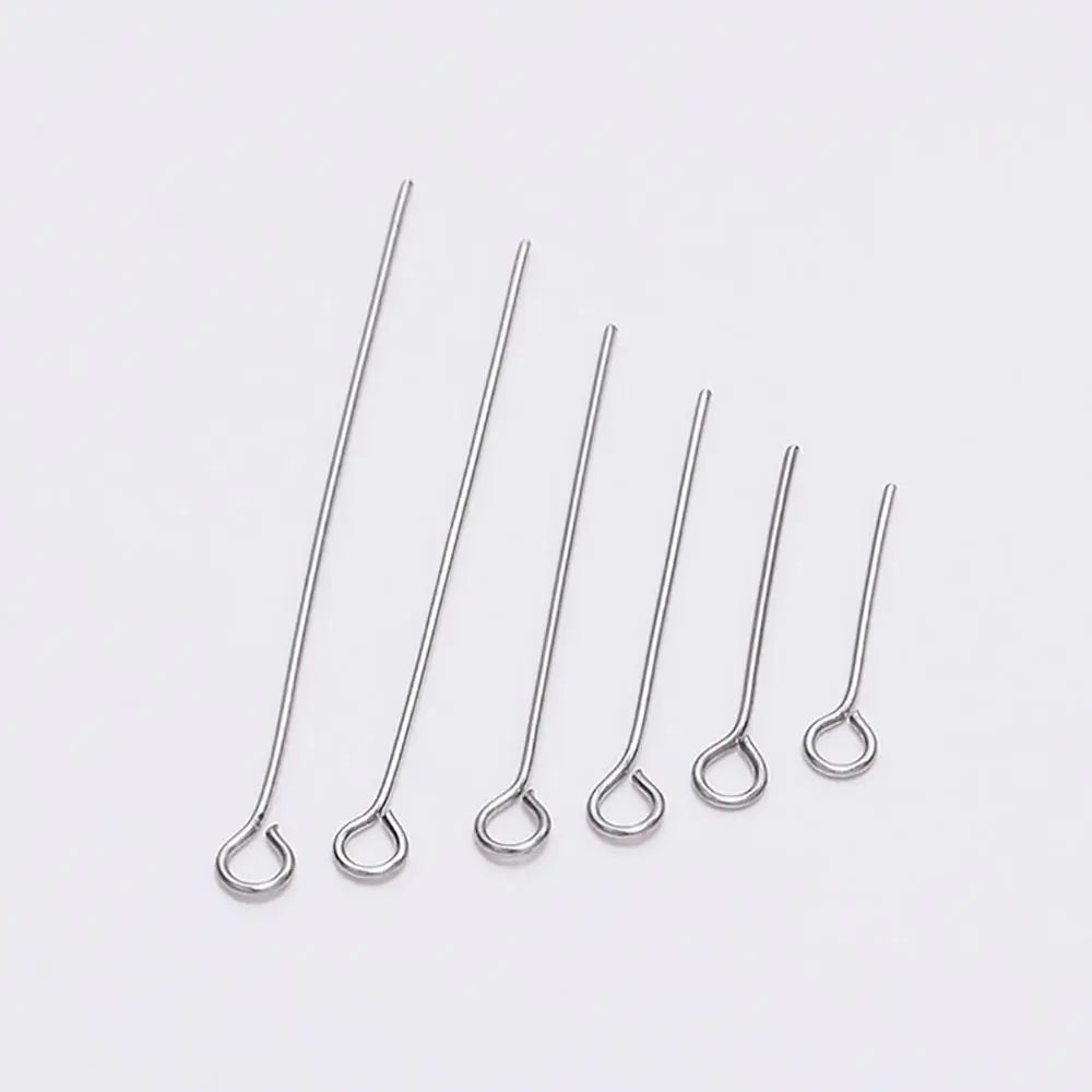 100Pcs 15-70mm Stainless Steel Eye Head Pins Metal Eye Pins Findings Connector for DIY  Jewelry Making Findings Supplies