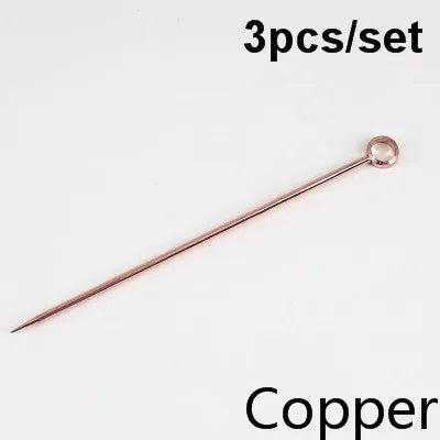 3ps Cocktail Pick Stainless Steel Fruit Sticks Bar Tools Drink Stirring Sticks Martini Picks Party Wedding Accessory