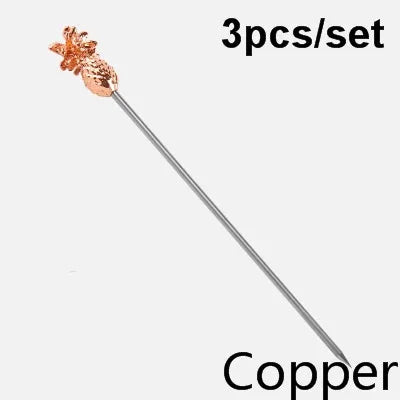 3ps Cocktail Pick Stainless Steel Fruit Sticks Bar Tools Drink Stirring Sticks Martini Picks Party Wedding Accessory