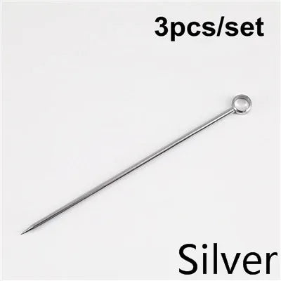 3ps Cocktail Pick Stainless Steel Fruit Sticks Bar Tools Drink Stirring Sticks Martini Picks Party Wedding Accessory