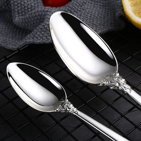 Luxury Silver Cutlery Set Dinnerware Flatware Set Tableware Silverware Dinner Fork Knife Spoon Drop Shipping