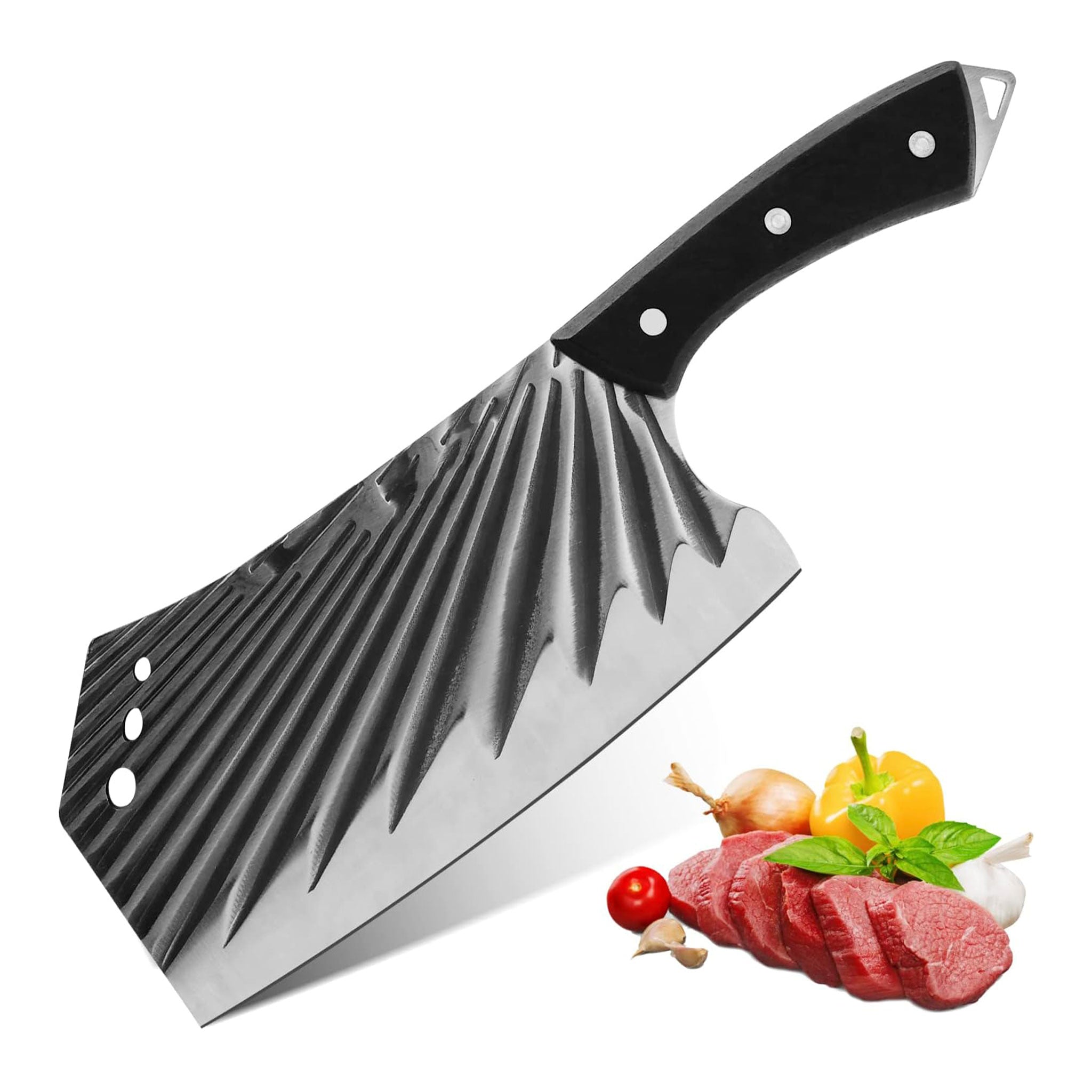 Hand-Forged BBQ Butcher Knife Set with Wooden Handles