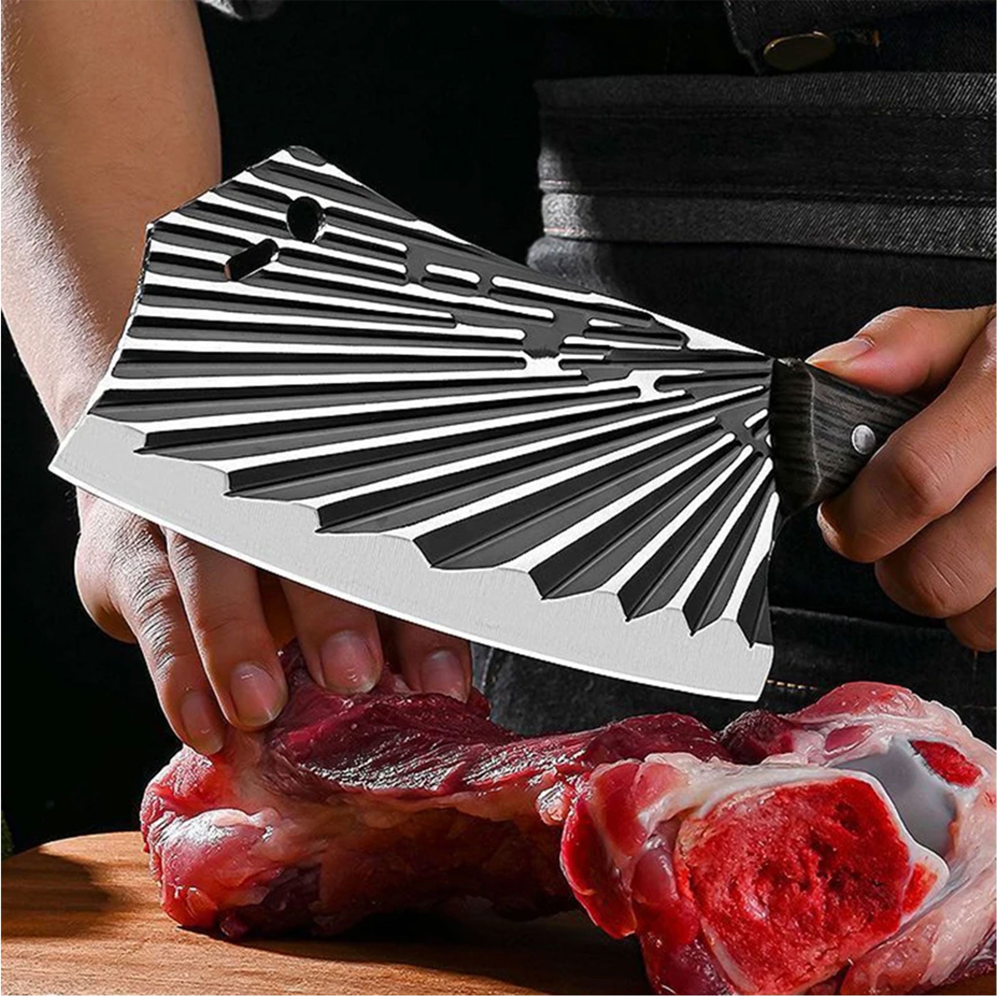 Hand-Forged BBQ Butcher Knife Set with Wooden Handles