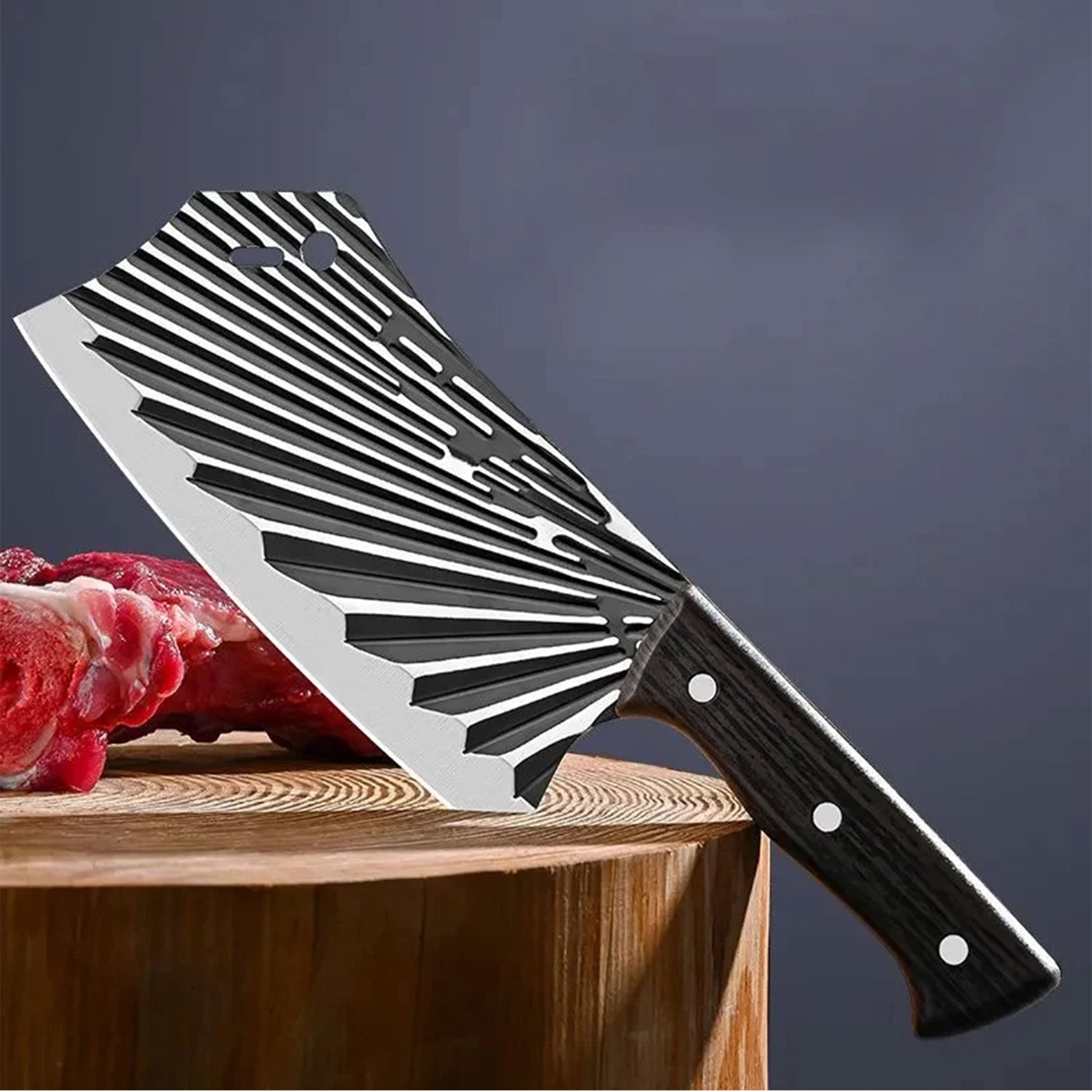 Hand-Forged BBQ Butcher Knife Set with Wooden Handles