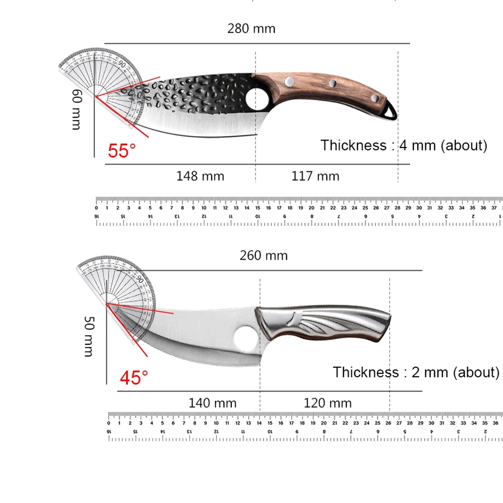 Handmade Forged Chef & Butcher Knife – Stainless Steel Cleaver for Meat, Fish & Vegetables