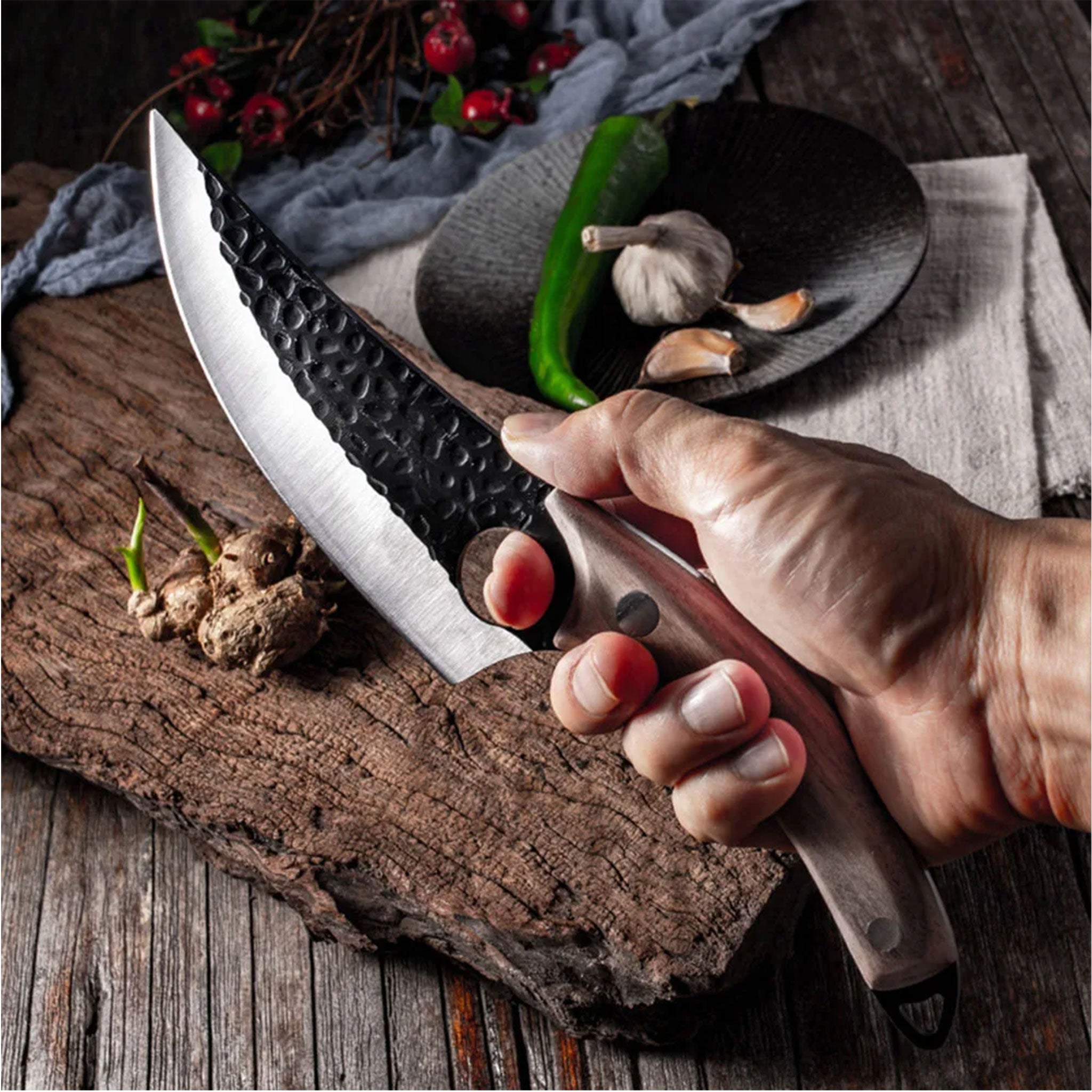 Handmade Forged Chef & Butcher Knife – Stainless Steel Cleaver for Meat, Fish & Vegetables