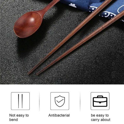 Handmade Jujube Tree Wooden Korean Dinnerware Combinations Utensil,5 Set of Spoons and Chopsticks wiktra