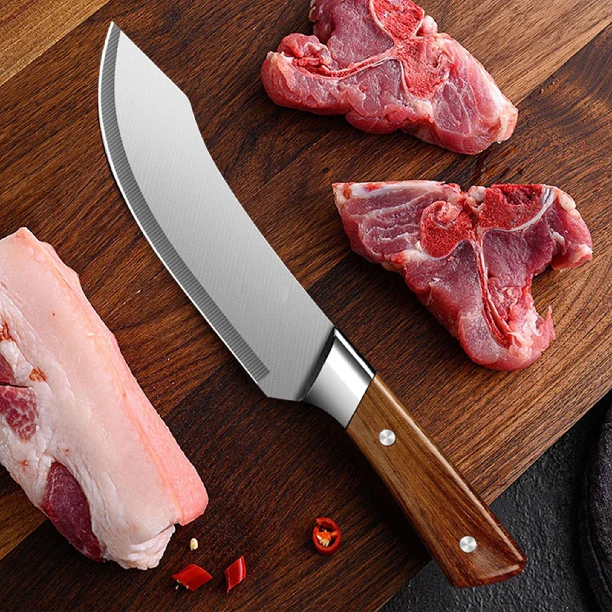 Handmade Stainless Steel Butcher & Boning Knife – Meat, Fish & Kitchen Slicing Tool